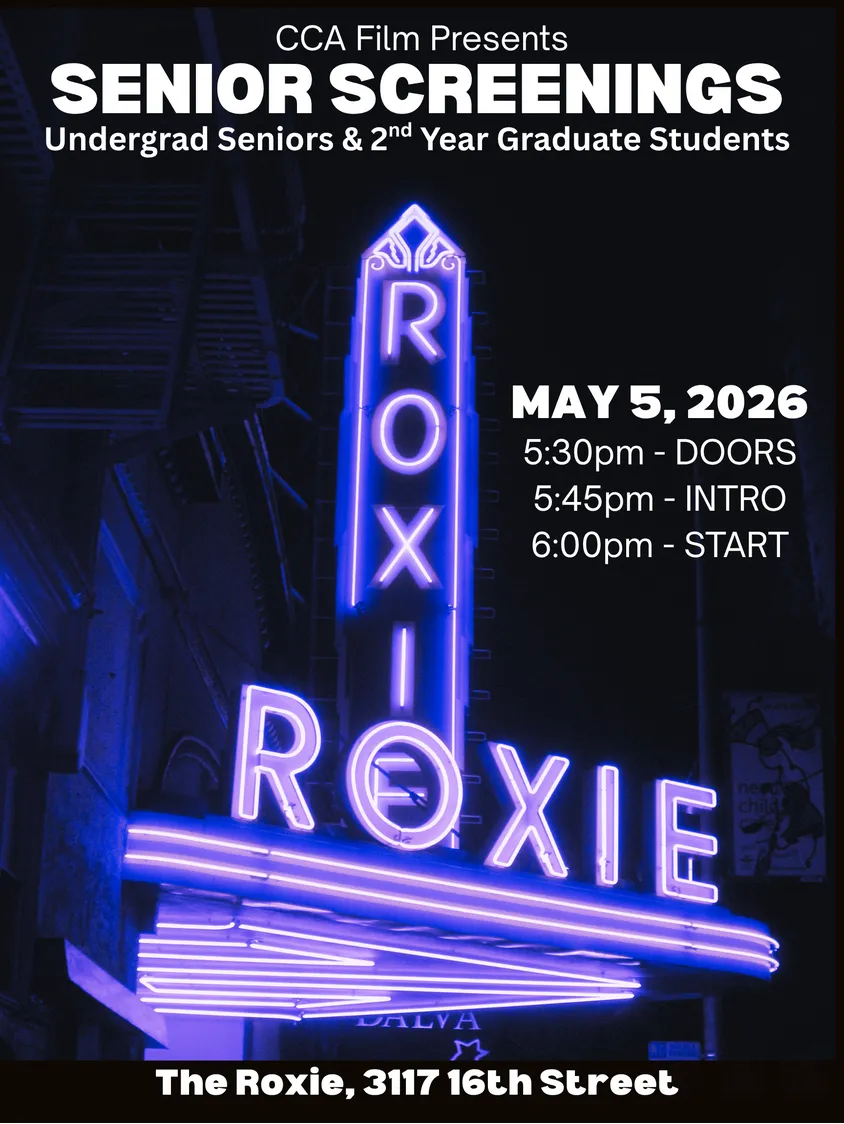 BFA & MFA Film Senior Screenings event poster, Spring 2026